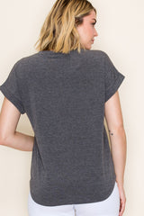 Charcoal Terry Knit Basic Top