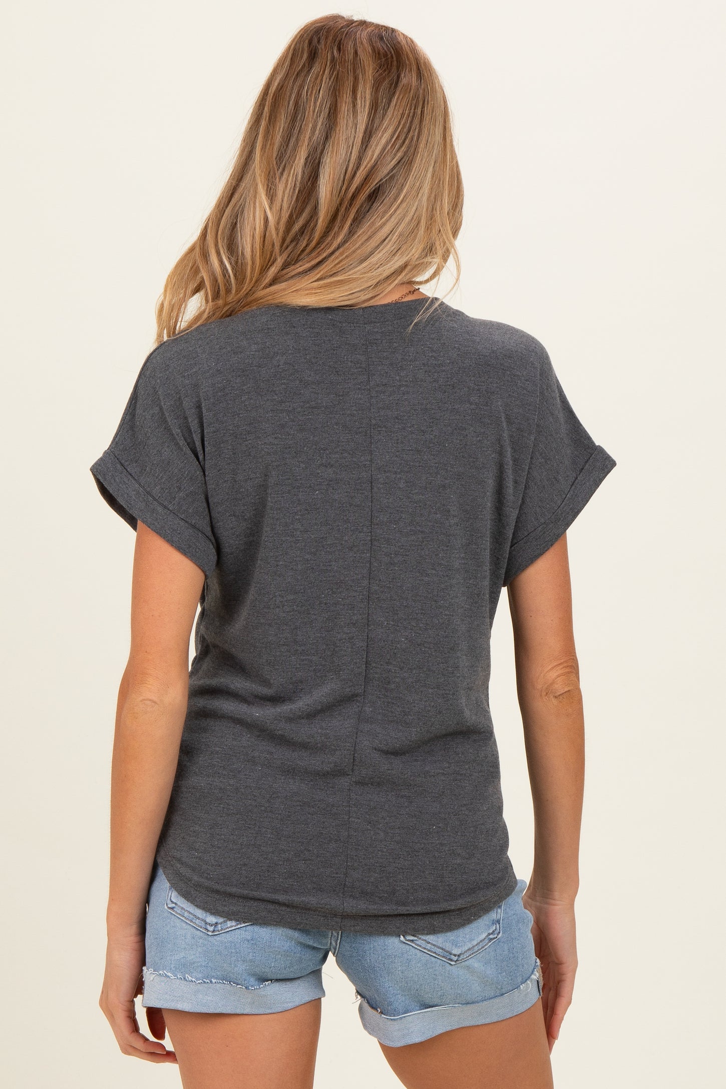 Charcoal Terry Knit Basic Maternity Top