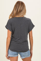 Charcoal Terry Knit Basic Maternity Top