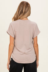 Beige Terry Knit Basic Maternity Top