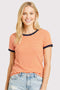 Orange Striped Short Sleeve Top