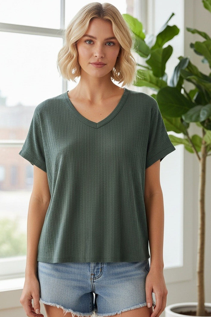 Forest Green V-Neck Pointelle Knit Maternity Top