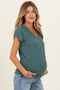 Forest Green V-Neck Pointelle Knit Maternity Top