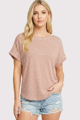 Copper Striped Short Sleeve Top