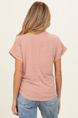 Copper Striped Short Sleeve Maternity Top