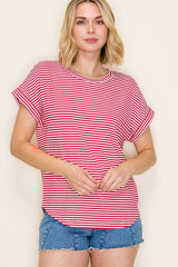 Red Striped Short Sleeve Top