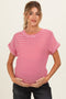 Red Striped Short Sleeve Maternity Top