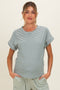 Green Striped Short Sleeve Maternity Top