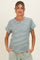 Green Striped Short Sleeve Maternity Top