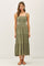 Olive Embroidered Smocked Midi Dress