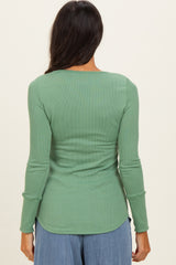 Avocado Ribbed Henley Top