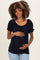 Navy Eyelet Lace Puff Sleeve Maternity Blouse