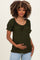 Olive Eyelet Lace Puff Sleeve Maternity Blouse