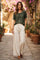 Olive Eyelet Lace Puff Sleeve Blouse