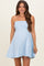 Light Blue Striped Strapless A-Line Maternity Dress