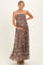 Brown Floral Smocked Open Back Maternity Maxi Dress