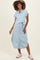 Light Blue Striped Chambray Maternity Midi Shirt Dress