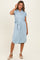 Light Blue Striped Chambray Midi Shirt Dress