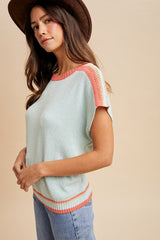 Mint Colorblock Dolman Sweater Top
