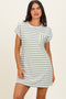 Sage Textured Stripe Knit T-Shirt Dress