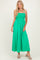 Green Pom Pom Strap Smocked Maxi Dress