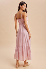 Pink Lace Accent Maxi Dress