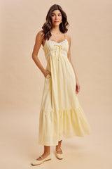Lemon Lace Accent Maxi Dress