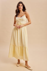 Lemon Lace Accent Maternity Maxi Dress