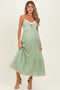 Moss Green Lace Accent Maternity Maxi Dress