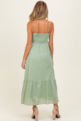 Moss Green Lace Accent Maternity Maxi Dress