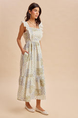 Multicolor Patchwork Print Apron Dress