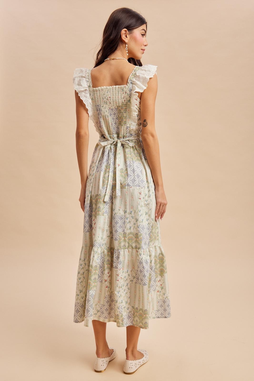 Multicolor Patchwork Print Apron Dress