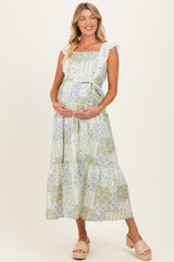 Multicolor Patchwork Print Maternity Apron Dress