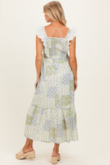 Multicolor Patchwork Print Maternity Apron Dress