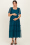 Teal Ruffled Mesh Maternity Maxi Dress