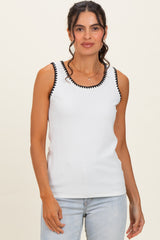 White Stitch Detail Maternity Sleeveless Top
