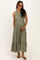 Olive Smocked Sleeveless Tiered Maternity Maxi Dress