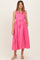 Pink Polka Dot Sleeveless Maternity Midi Dress