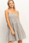 Black Striped Tiered Cutout Dress
