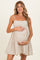 Beige Striped Tiered Cutout Maternity Dress