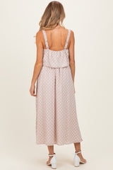 Mauve Polka Dot Crop Tank Midi Skirt Maternity Set