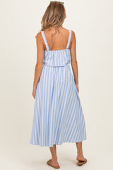 Blue Striped Crop Tank Midi Skirt Maternity Set