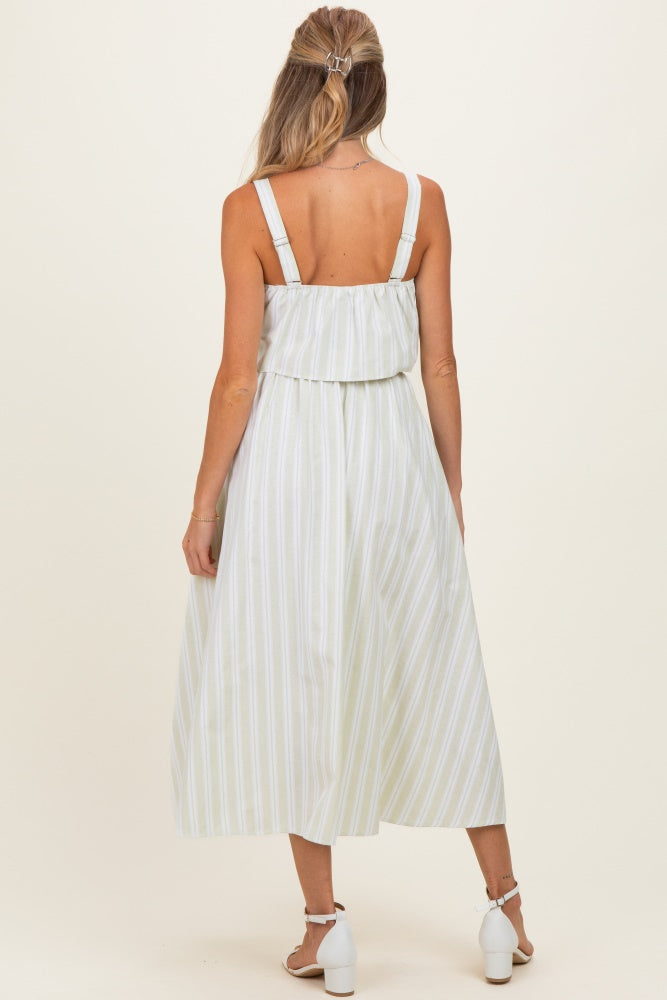 Mint Striped Crop Tank Midi Skirt Maternity Set