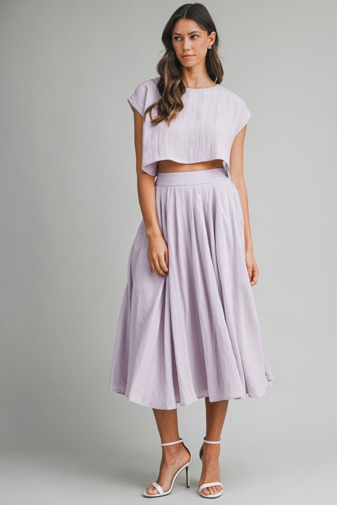 Dusty Lavender Crop Top Midi Skirt Maternity Set