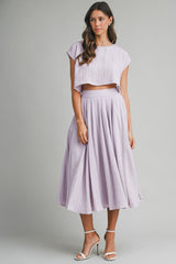 Dusty Lavender Crop Top Midi Skirt Maternity Set