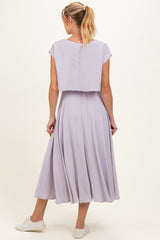 Dusty Lavender Crop Top Midi Skirt Maternity Set