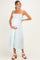 Sage Striped Smocked Ruffle Accent Maternity Midi Dress