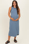 Blue Striped Sleeveless Maternity Midi Tank Dress
