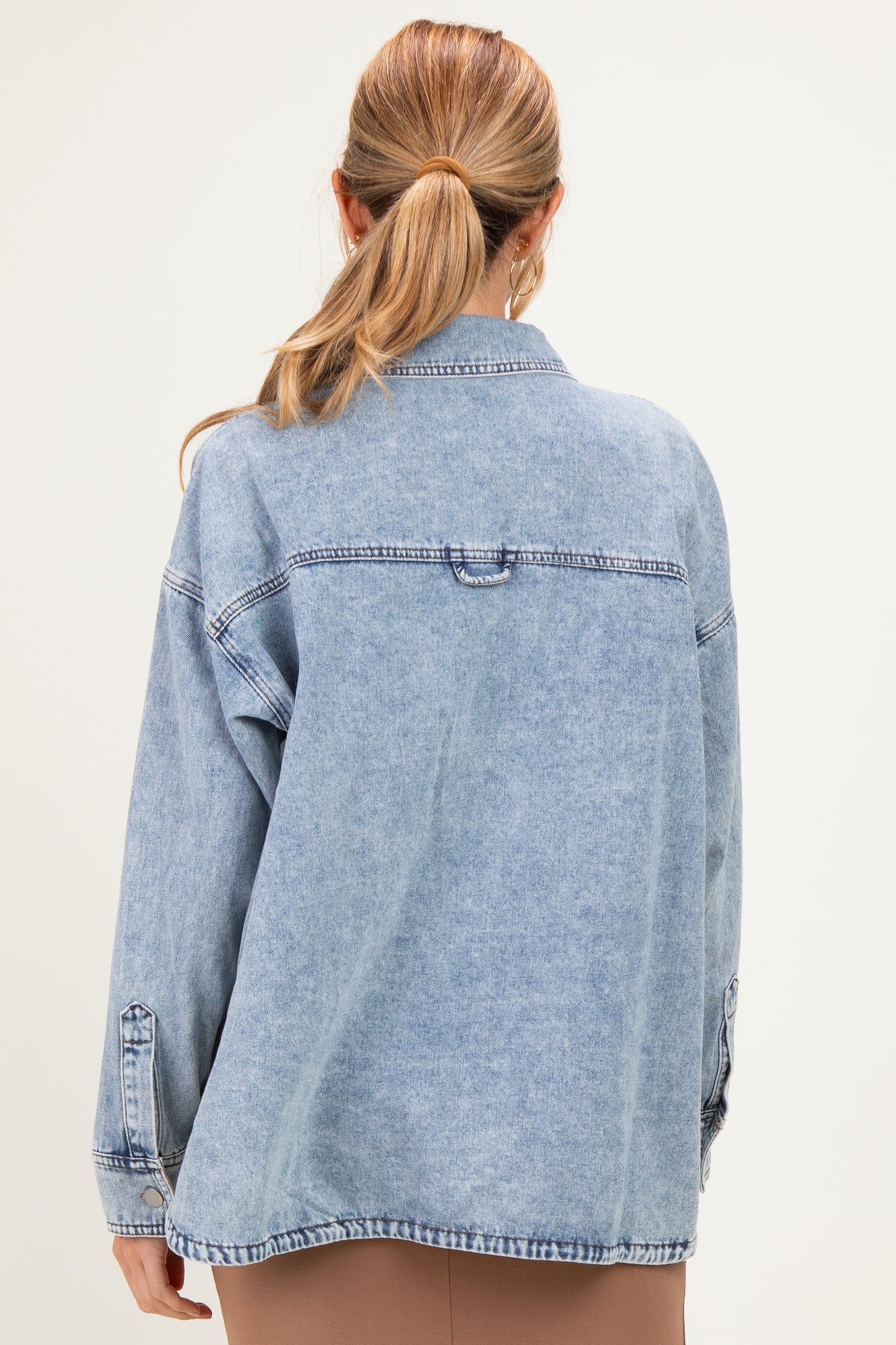 Light Denim Oversized Maternity Shirt Jacket