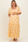 Yellow Floral Smocked Puff Sleeve Plus Maternity Maxi Dress